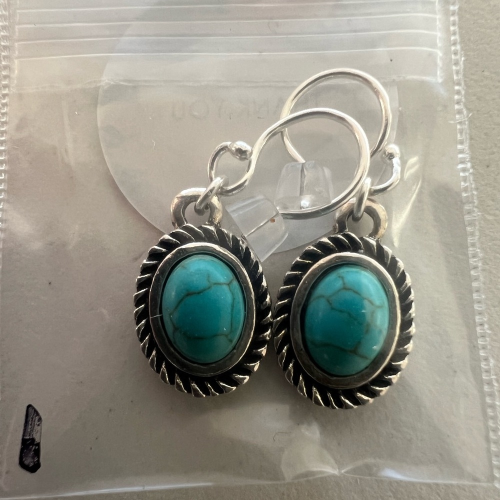 Genuine Turquoise charm dangle drop earrings